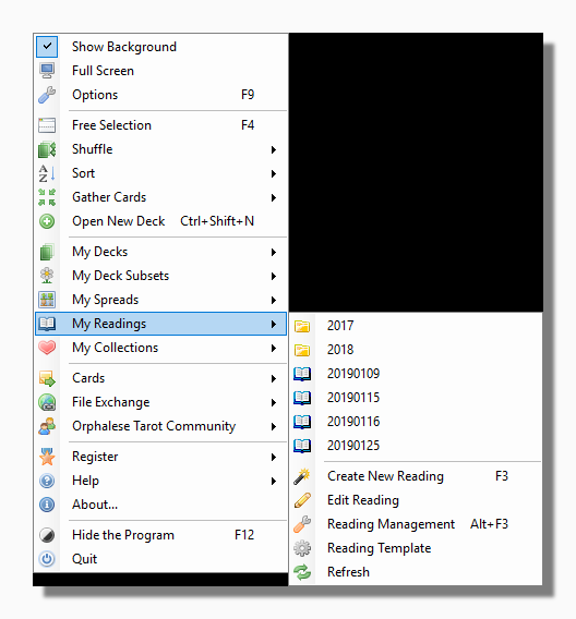 My Readings Menu